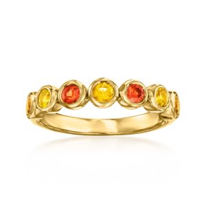 .70 ct. t.w. Orange and Yellow Sapphire Ring with .20 ct. t.w. Citrines in 18kt Gold Over Sterling
