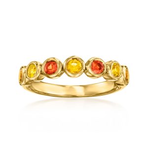 .70 ct. t.w. Orange and Yellow Sapphire Ring with .20 ct. t.w. Citrines in 18kt Gold Over Sterling