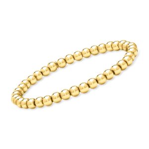 Italian 5mm 18kt Gold Vermeil Bead Stretch Bracelet