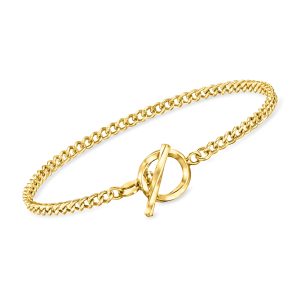 Italian 18kt Gold Vermeil Curb-Link Toggle Bracelet