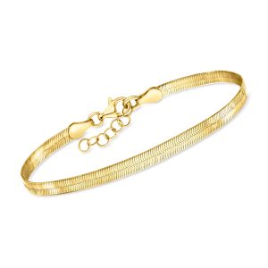 Italian 3.5mm 18kt Gold Vermeil Herringbone Bracelet