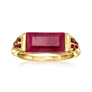6.00 Carat Ruby and .50 ct. t.w. Garnet Ring in 18kt Gold Over Sterling