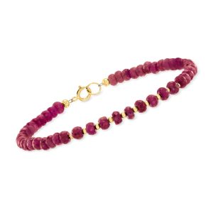 25.00 ct. t.w. Ruby Bead Bracelet in 10kt Yellow Gold