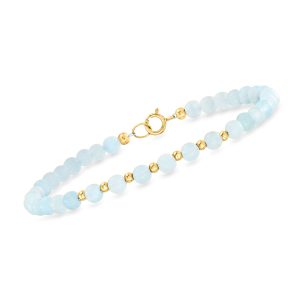 18.00 ct. t.w. Aquamarine Bead Bracelet in 10kt Yellow Gold