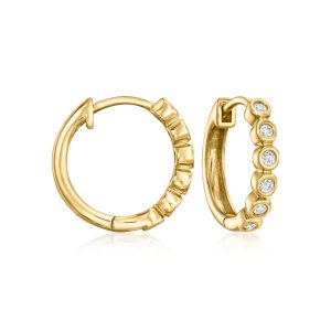 .15 ct. t.w. Bezel-Set Lab-Grown Diamond Huggie Hoop Earrings in 14kt Yellow Gold. 1/2"