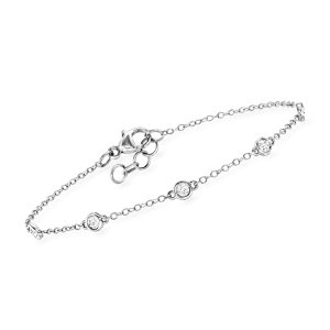 .25 ct. t.w. Bezel-Set Lab-Grown Diamond Station Bracelet in 14kt White Gold