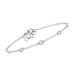 .25 ct. t.w. Bezel-Set Lab-Grown Diamond Station Bracelet in 14kt White Gold