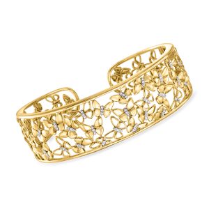 .25 ct. t.w. Diamond Butterfly Cuff Bracelet in 18kt Gold Over Sterling