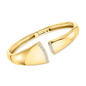 .15 ct. t.w. Diamond Asymmetrical Cuff Bracelet in 18kt Gold Over Sterling