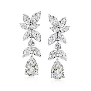 13.00 ct. t.w. Lab-Grown Diamond Drop Earrings in 14kt White Gold