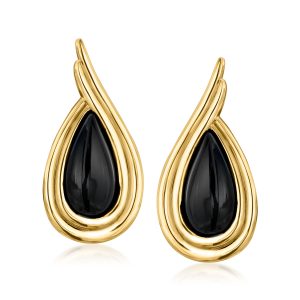 Onyx Teardrop Earrings in 18kt Gold Over Sterling