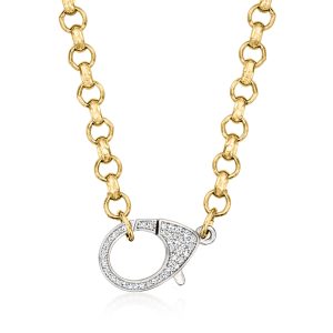 Italian .50 ct. t.w. CZ Oversized Lobster Clasp Necklace in Sterling Silver and 18kt Gold Over Sterling