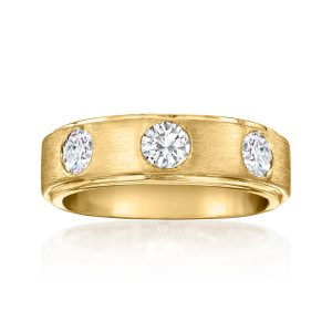 Men's 1.00 ct. t.w. Lab-Grown Diamond Trio Ring in 14kt Yellow Gold