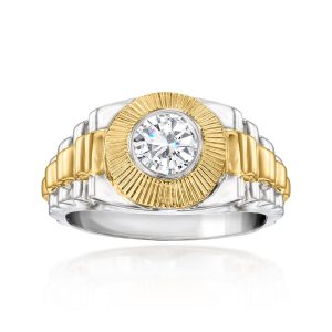 Men's 1.00 Carat Lab-Grown Diamond Step-Style Ring in 14kt Two-Tone Gold