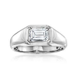 Men's 2.00 Carat Emerald-Cut Lab-Grown Diamond Ring in 14kt White Gold