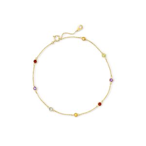 .60 ct. t.w. Multi-Gemstone Station Anklet in 14kt Yellow Gold. 9"
