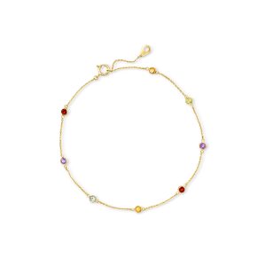 .60 ct. t.w. Multi-Gemstone Station Anklet in 14kt Yellow Gold. 9"