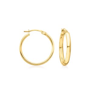 18kt Gold Over Sterling Flat Hoop Earrings. 1"