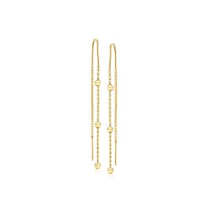 Italian 18kt Gold Vermeil Beaded Threader Earrings