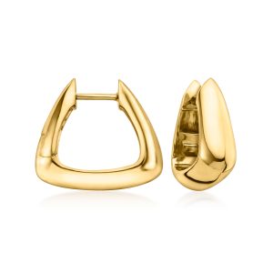 18kt Gold Vermeil Triangular Huggie Hoop Earrings. 1/2"