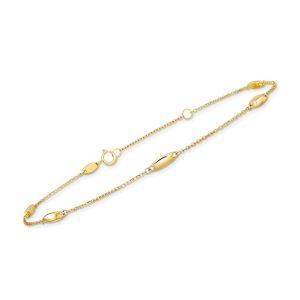 14kt Yellow Gold Station Anklet. 9"