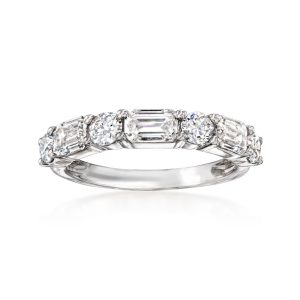 2.00 ct. t.w. Emerald-Cut and Round Lab-Grown Diamond Ring in 14kt White Gold