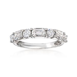 2.00 ct. t.w. Emerald-Cut and Round Lab-Grown Diamond Ring in 14kt White Gold