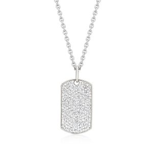 Men's 2.00 ct. t.w. Lab-Grown Diamond Dog Tag Pendant Necklace in Sterling Silver. 22"