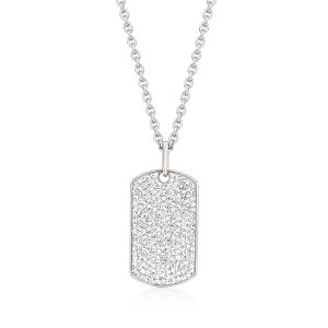 Men's 2.00 ct. t.w. Lab-Grown Diamond Dog Tag Pendant Necklace in Sterling Silver. 22"