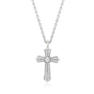 Men's 1.00 ct. t.w. Pave Lab-Grown Diamond Cross Pendant Necklace in Sterling Silver. 22"