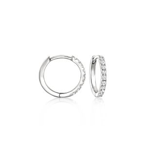 .15 ct. t.w. Lab-Grown Diamond Huggie Hoop Earrings in 14kt White Gold. 3/8"