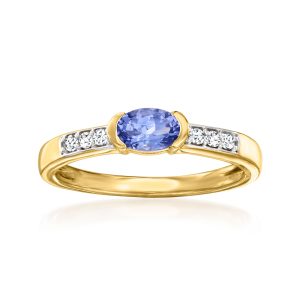 .40 Carat Tanzanite and .10 ct. t.w. White Zircon Ring in 18kt Gold Over Sterling