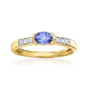 .40 Carat Tanzanite and .10 ct. t.w. White Zircon Ring in 18kt Gold Over Sterling