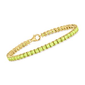 8.00 ct. t.w. Square Peridot Tennis Bracelet in 18kt Gold Over Sterling