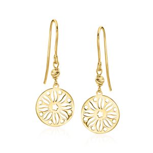 Italian 10kt Yellow Gold Sunflower Ricami Drop Earrings