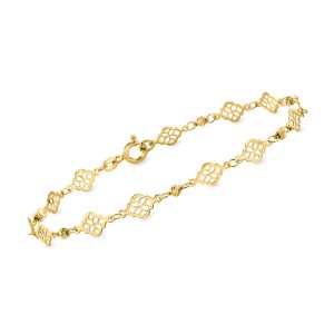 Italian 10kt Yellow Gold Ricami Floral Station Bracelet