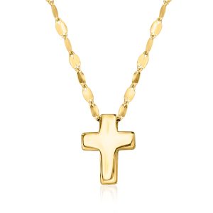Italian 10kt Yellow Gold Puffed Cross Necklace