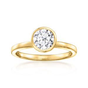 1.00 Carat Bezel-Set Lab-Grown Diamond Solitaire Ring in 14kt Yellow Gold