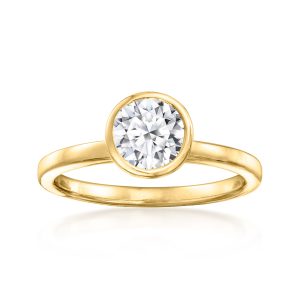 1.00 Carat Bezel-Set Lab-Grown Diamond Solitaire Ring in 14kt Yellow Gold
