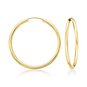 Italian 10kt Yellow Gold Hoop Earrings. 1"