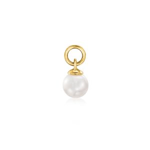 4-4.5mm Cultured Pearl Hoop Charms in 14kt Yellow Gold
