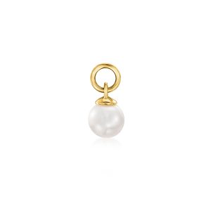 4-4.5mm Cultured Pearl Hoop Charms in 14kt Yellow Gold