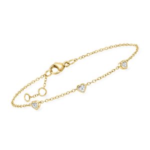 .25 ct. t.w. Heart-Shaped Lab-Grown Diamond Station Bracelet in 14kt Yellow Gold