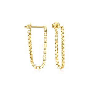 18kt Gold Vermeil Box-Chain Drop Earrings