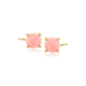 Pink Coral Stud Earrings in 18kt Gold Over Sterling