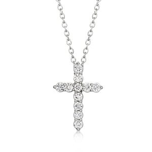 .25 ct. t.w. Lab-Grown Diamond Cross Pendant Necklace in Sterling Silver