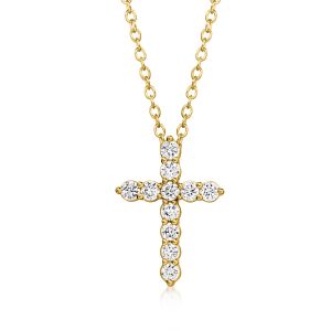 .25 ct. t.w. Lab-Grown Diamond Cross Pendant Necklace in 18kt Gold Over Sterling