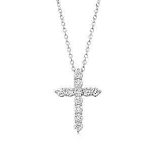 .50 ct. t.w. Lab-Grown Diamond Cross Pendant Necklace in Sterling Silver