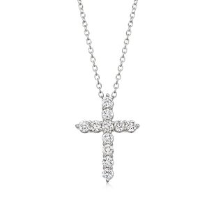 .50 ct. t.w. Lab-Grown Diamond Cross Pendant Necklace in Sterling Silver