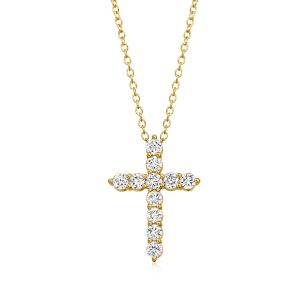 .50 ct. t.w. Lab-Grown Diamond Cross Pendant Necklace in 18kt Gold Over Sterling